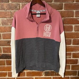 PINK Pink and Grey Half Zip Sweatshirt size L